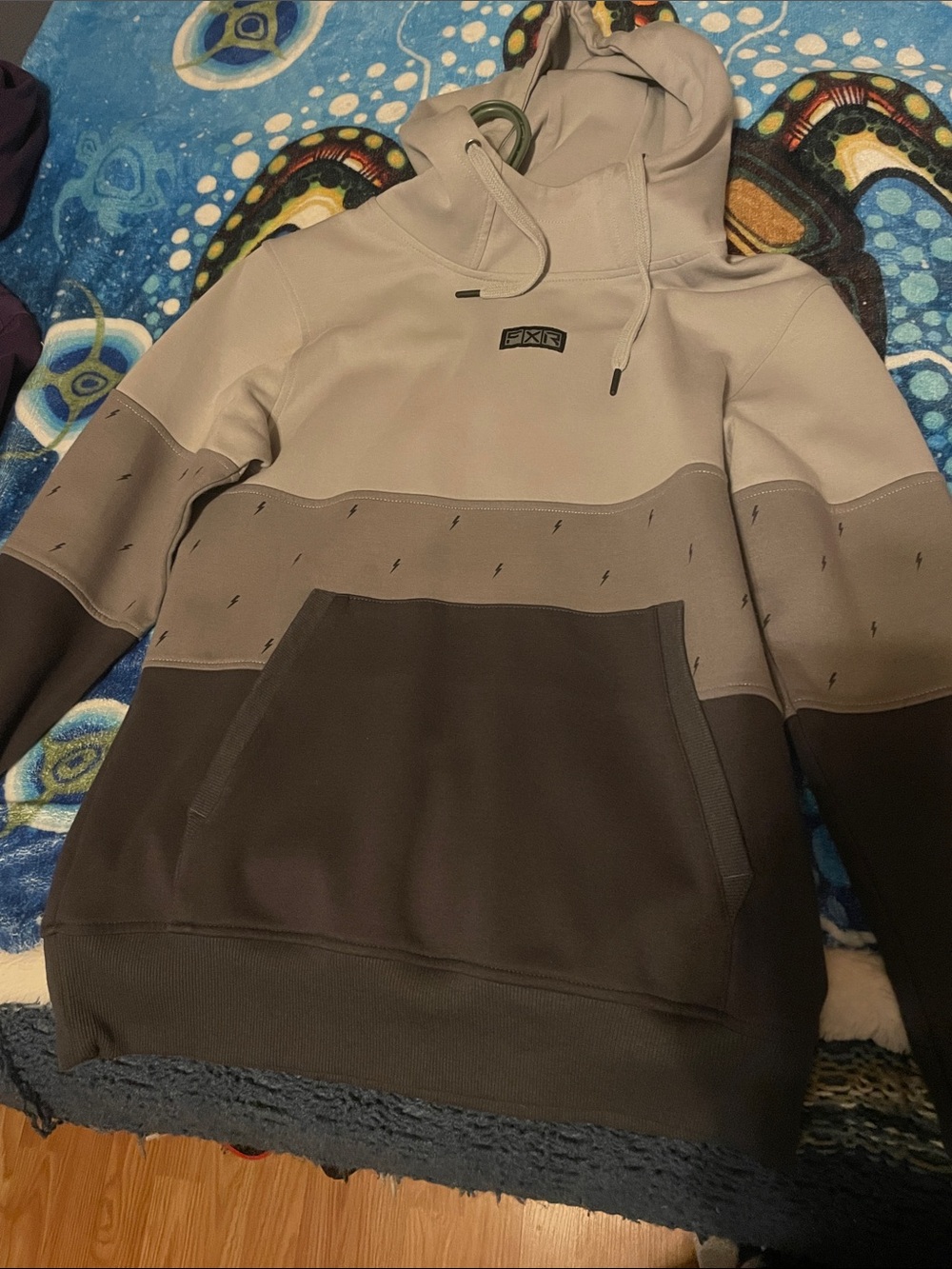 Women’s Hooded Pullover - Two-Tone Taupe and Charcoal